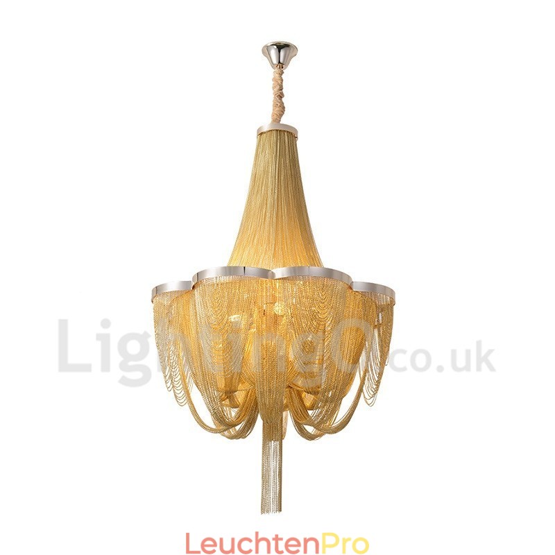 Quasten Kronleuchter Designer Pendelleuchte Silber Gold Farbe