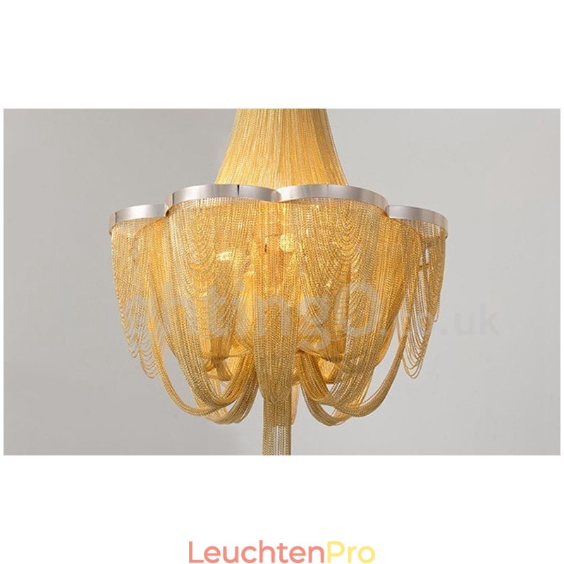 Quasten Kronleuchter Designer Pendelleuchte Silber Gold Farbe