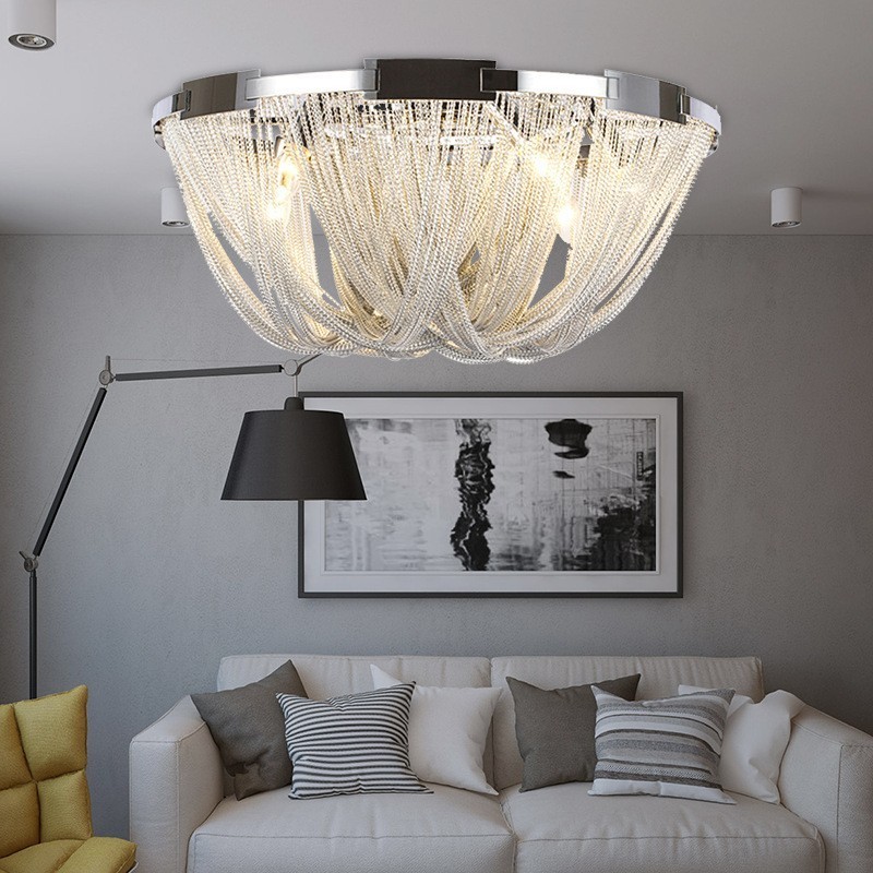 Quasten Kronleuchter Designer Deckenleuchte Silber Gold Farbe