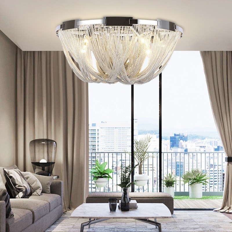 Quasten Kronleuchter Designer Deckenleuchte Silber Gold Farbe