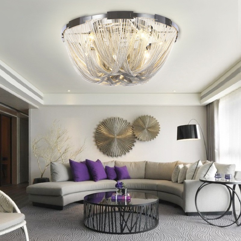 Quasten Kronleuchter Designer Deckenleuchte Silber Gold Farbe