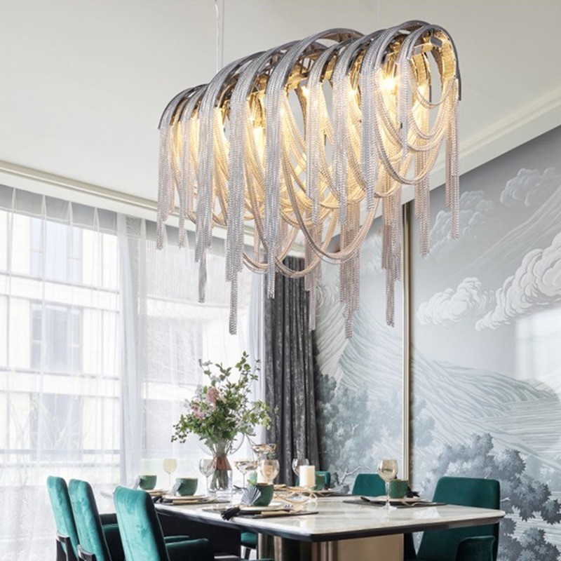 Quasten Kronleuchter Designer Pendelleuchte Silber Gold Farbe