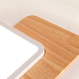 Dimmbare, moderne, zeitgenössische Deckenleuchten im nordischen Stil aus Holz im rechteckigen Stil mit Fernbedienung, können auch als Wandleuchten verwendet werden