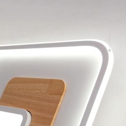 Dimmbare, moderne, zeitgenössische Deckenleuchten im nordischen Stil aus Holz im rechteckigen Stil mit Fernbedienung, können auch als Wandleuchten verwendet werden