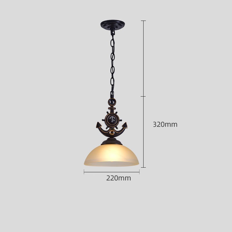 One Light Hängeleuchte, schwarz, rustikal, künstlerisch, Retro, Antik, mit Glasschirm