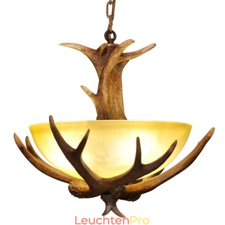 One Light Rustikale, künstlerische Retro-Pendelleuchte mit Geweih und antikem Glasschirm One Light Rustikale, künstlerische Retro-Pendelleuchte mit Geweih und antikem Glasschirm