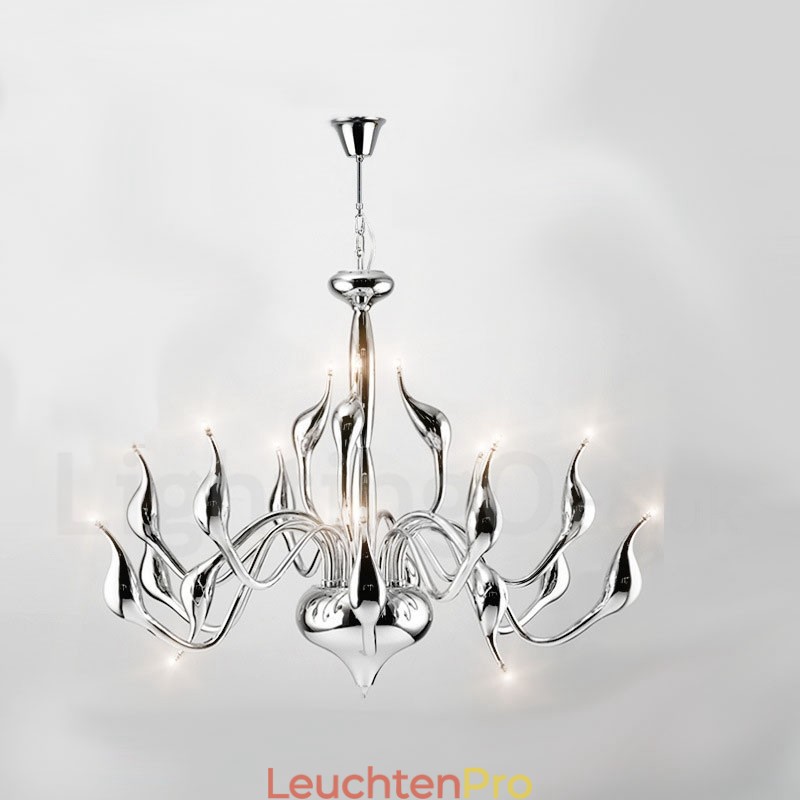 18 Lichter Edelstahl Post Modern Swan Kronleuchter Licht G4 Chrom fertig