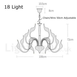 18 Lichter Edelstahl Post Modern Swan Kronleuchter Licht G4 Chrom fertig
