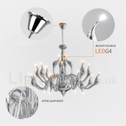 18 Lichter Edelstahl Post Modern Swan Kronleuchter Licht G4 Chrom fertig