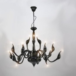 18 Lichter Edelstahl Post Modern Swan Kronleuchter Licht G4 Schwarz Fertig