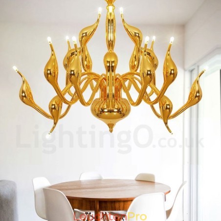 18 Lichter Edelstahl Post Modern Swan Kronleuchter Licht G4 Gold Fertig 18 Lichter Edelstahl Post Modern Swan Kronleuchter Licht G4 Gold Fertig