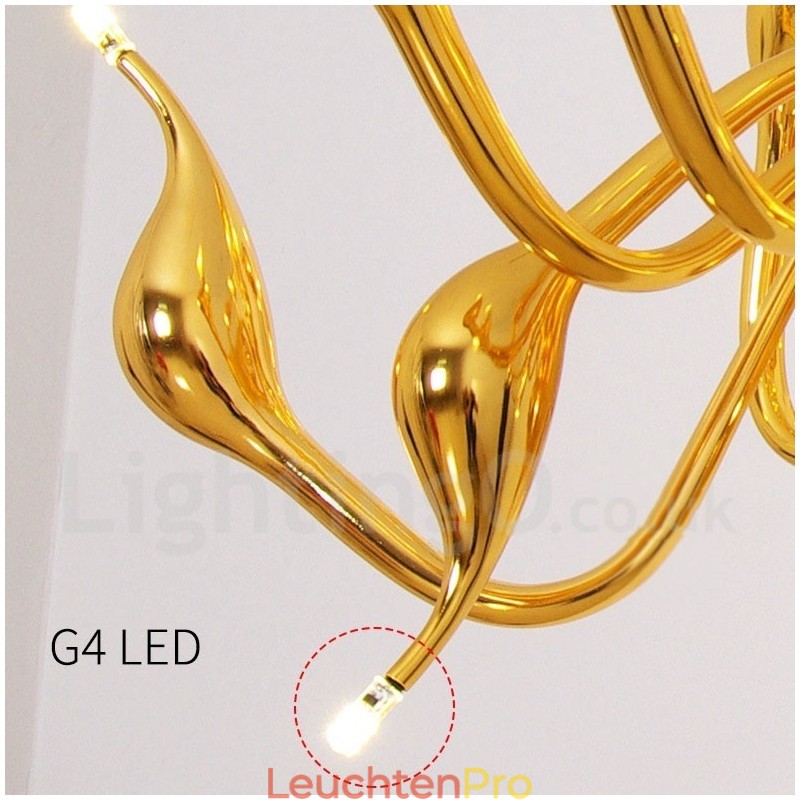 18 Lichter Edelstahl Post Modern Swan Kronleuchter Licht G4 Gold Fertig