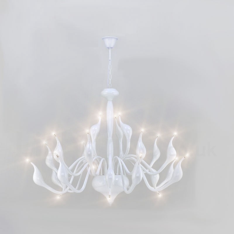 24 Lichter Moderne Swan Kronleuchter Licht G4 Weiß Beschichtung