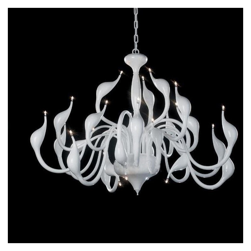 24 Lichter Moderne Swan Kronleuchter Licht G4 Weiß Beschichtung