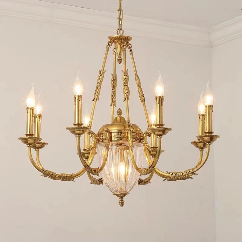 Luxus Französisch Alle Kupfer Kristall Kronleuchter Lampe Esszimmer leuchte Kronleuchter