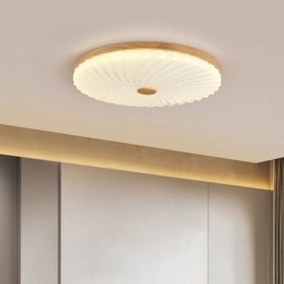 Nordische runde, schlichte und moderne Deckenleuchte aus Massivholz