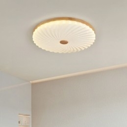 Nordische runde, schlichte und moderne Deckenleuchte aus Massivholz
