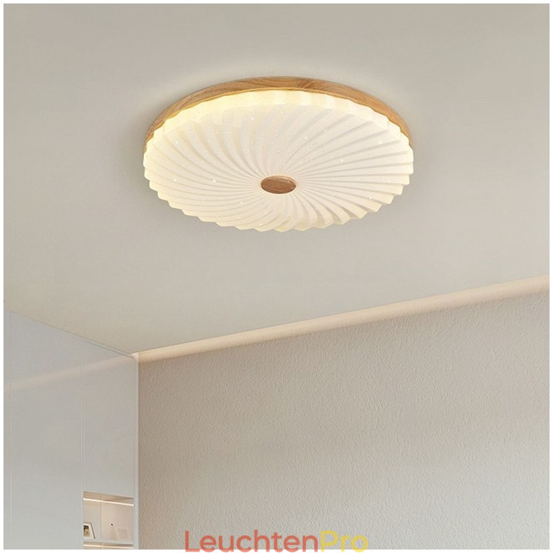 Nordische runde, schlichte und moderne Deckenleuchte aus Massivholz