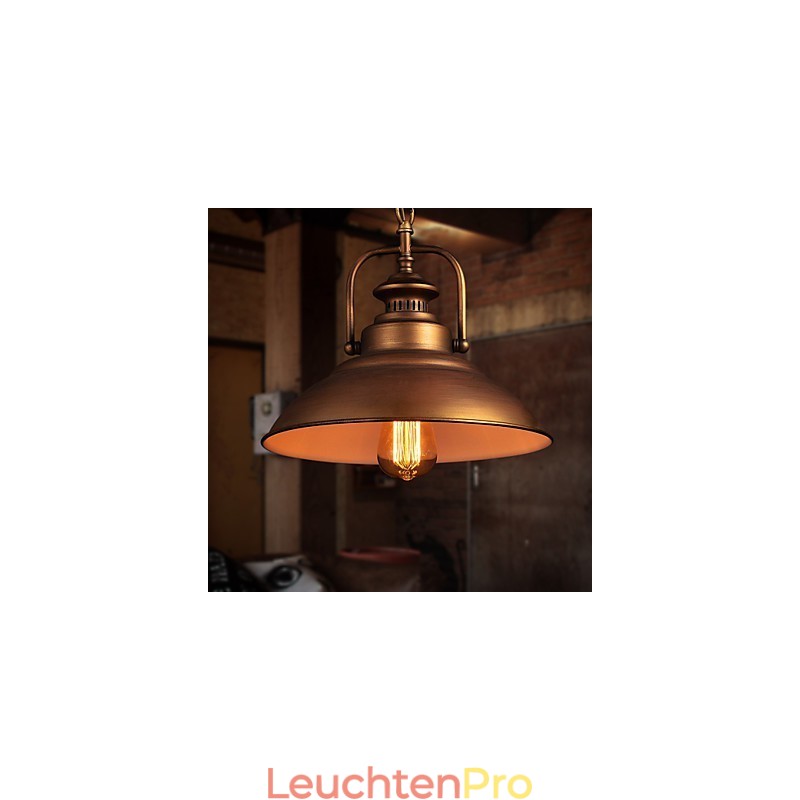 Retro-Pendelleuchte mit Schirm aus Metall im Old Factory-Stil
