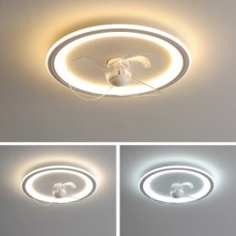 Nordic Round Ultradünnes, leises, unsichtbares, dimmbares, bündig montiertes Lüfterlicht, Vollspektrum-Augenschutz