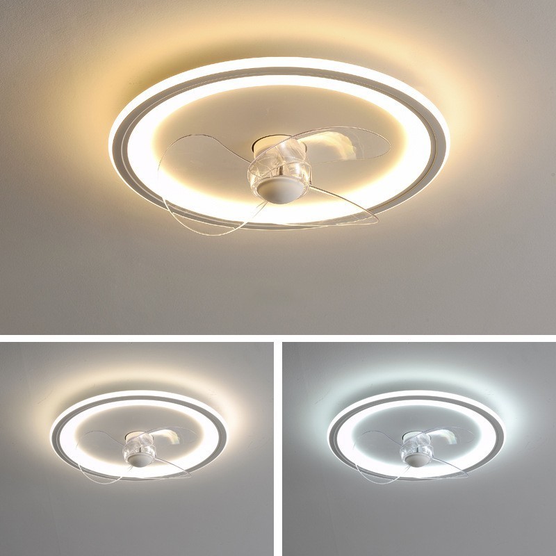 Nordic Round Ultradünnes, leises, unsichtbares, dimmbares, bündig montiertes Lüfterlicht, Vollspektrum-Augenschutz