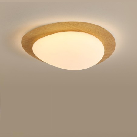 Dimmbare Deckenleuchte mit Vollspektrum-Augenschutz, nordische Log-Grain-Kieselsteine Dimmbare Deckenleuchte mit Vollspektrum-Augenschutz, nordische Log-Grain-Kieselsteine