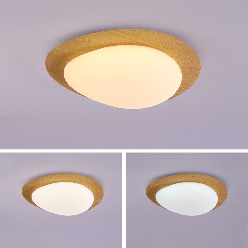 Dimmbare Deckenleuchte mit Vollspektrum-Augenschutz, nordische Log-Grain-Kieselsteine