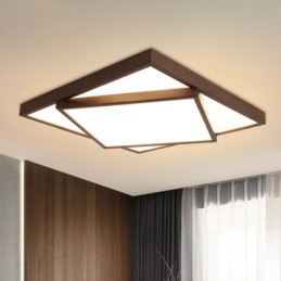 Zweistöckige quadratische Deckenleuchte aus schwarzem Walnussholz im modernen zeitgenössischen nordischen Stil, kann auch als Wandleuchte verwendet werden