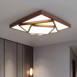 3-stufige quadratische Deckenleuchte aus schwarzem Walnussholz im modernen zeitgenössischen nordischen Stil, bündig montierte Deckenleuchte aus Holz, kann auch als Wandleuchte verwendet werden