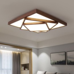 3-stufige quadratische Deckenleuchte aus schwarzem Walnussholz im modernen zeitgenössischen nordischen Stil, bündig montierte Deckenleuchte aus Holz, kann auch als Wandleuchte verwendet werden