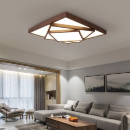 3-stufige quadratische Deckenleuchte aus schwarzem Walnussholz im modernen zeitgenössischen nordischen Stil, bündig montierte Deckenleuchte aus Holz, kann auch als Wandleuchte verwendet werden