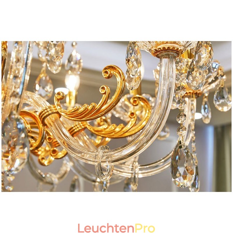 Luxuriöser Kronleuchter mit 6 und 8 Lichtern, goldfarbener Kristallkerzenleuchter
