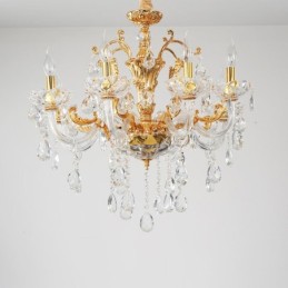 Luxuriöser Kronleuchter mit 18 Lichtern und zwei Ebenen, goldfarben, Kristall
