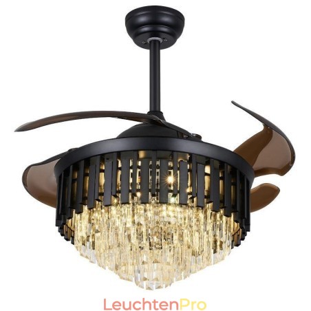 Einziehbarer Deckenventilator mit Licht und Kristall-Deckenventilator Einziehbarer Deckenventilator mit Licht und Kristall-Deckenventilator