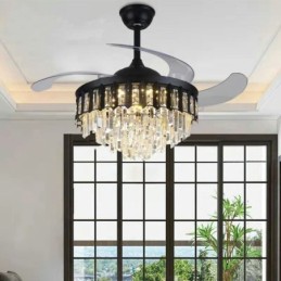 Einziehbarer Deckenventilator mit Licht und Kristall-Deckenventilator