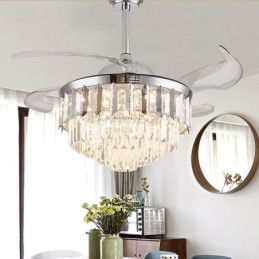 Einziehbarer Deckenventilator mit Licht und Kristall-Deckenventilator