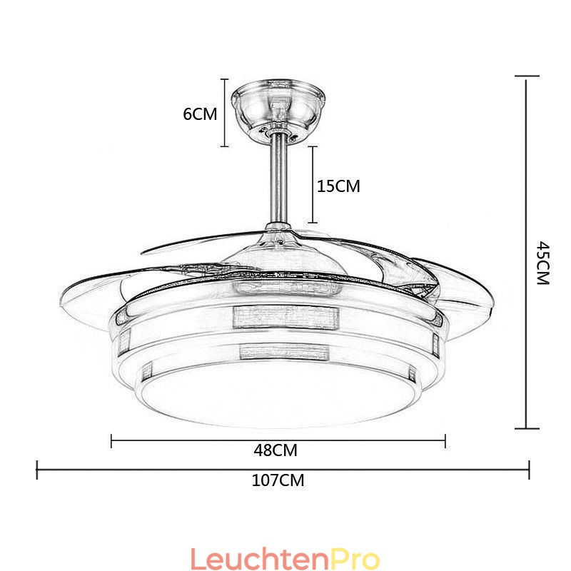 Moderne Deckenventilatorlampe ABS-Lüfterflügel Acrylbeleuchtung