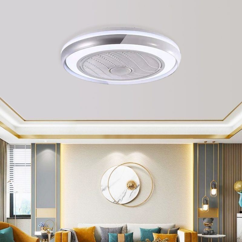 Moderne Deckenventilatorleuchten Runde Deckenleuchte aus Acryl mit Fernbedienung
