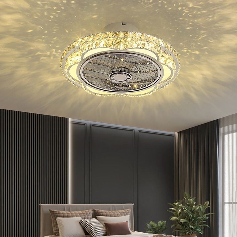 Kristall Deckenventilator Licht Gold Runde Deckenlampe