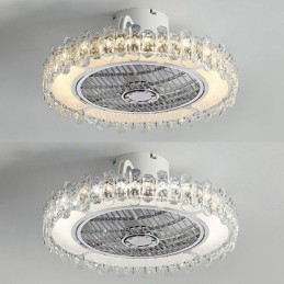Kristall Deckenventilator Licht Gold Runde Deckenlampe