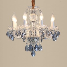 Europäischer blauer Kristall-Kronleuchter, Glas-Leuchtkörper, 8 Lichter