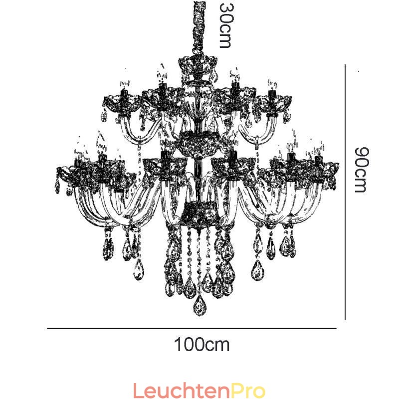 Eleganter Kristall-Kronleuchter, europäische Cognac-Farbe, Deckenleuchte, Glaskörper, doppellagig, 12 + 6 Lichter