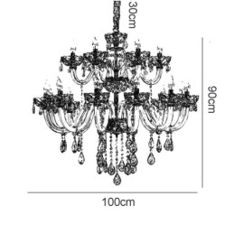 Luxuriöser Kristall-Kronleuchter, europäische Cognac-Farbe, Deckenleuchte, Glaskörper, doppellagig, 12 + 6 Lichter