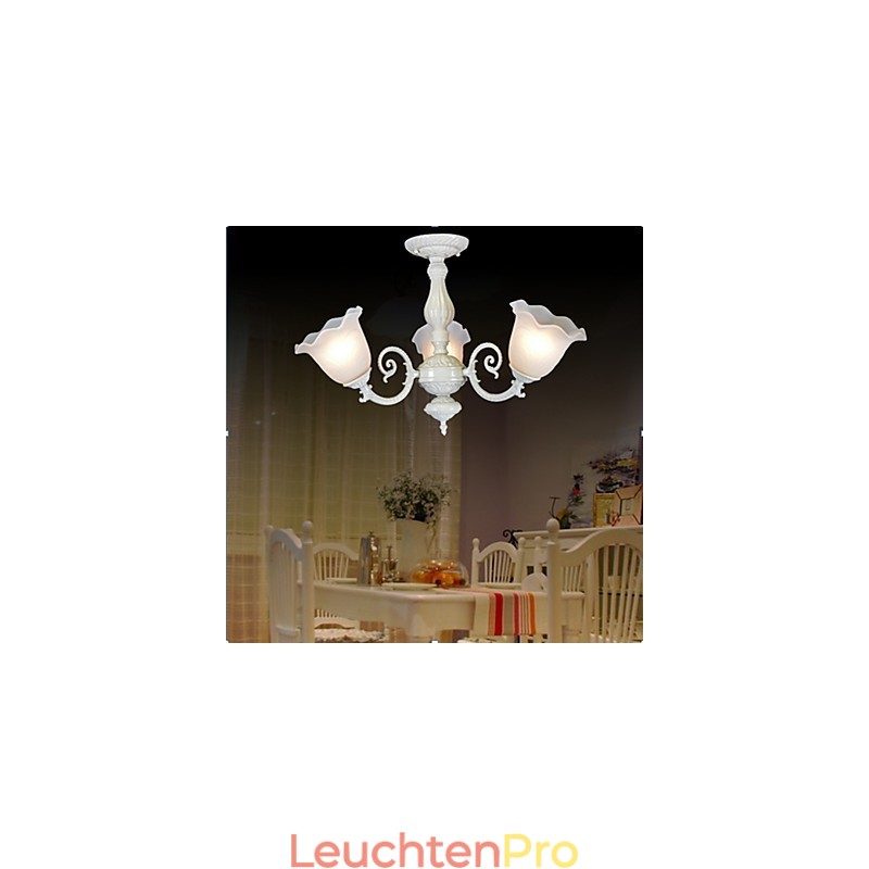 Deckenleuchte Drei Lichter Weiß Europäische Retro Klassisch