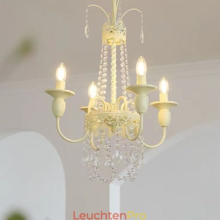 Nordischer Kristall-Kronleuchter, cremefarbene Deckenleuchte Nordischer Kristall-Kronleuchter, cremefarbene Deckenleuchte