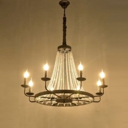 Vintage Kristall Pendelleuchte Schwarzer Eisen Kerzenleuchter