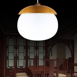 Moderner zeitgenössischer Kronleuchter im Mini-Stil aus Holz und Bambus