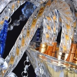 Europäischer Kristall-Kronleuchter Luxus Pendelleuchte Blau Anhänger