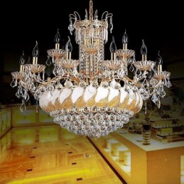 Großer Luxus-Kristall-Kronleuchter, europäische Deckenleuchte in Gold