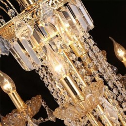 Großer Luxus-Kristall-Kronleuchter, europäische Deckenleuchte in Gold